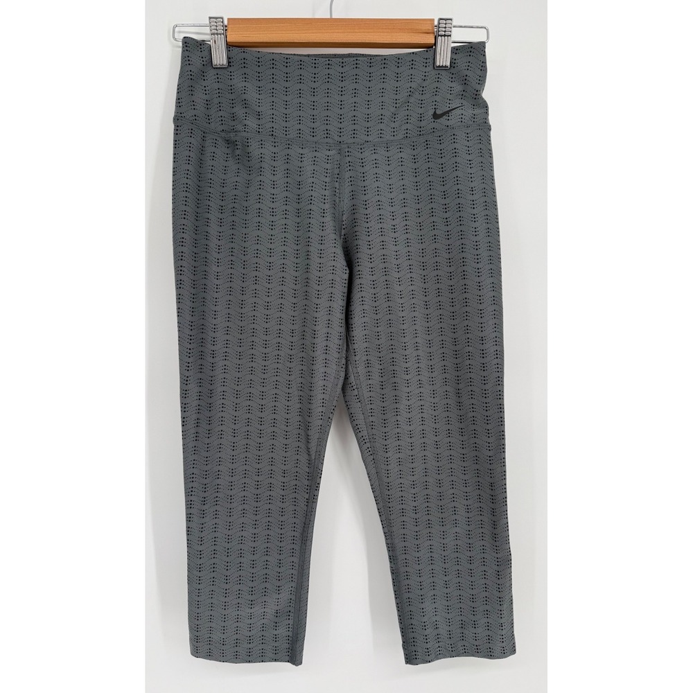 Nike Dri-FIT Legend Crop Leggings Womens Grey Black Dotted‎ Wave Sz S